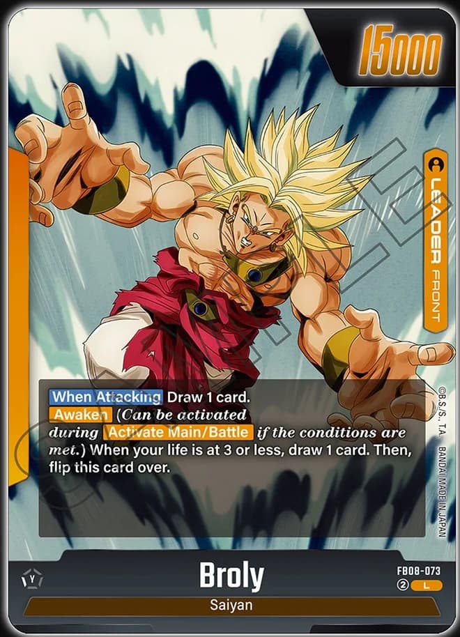 Broly FB08-073 Yellow leader card, front