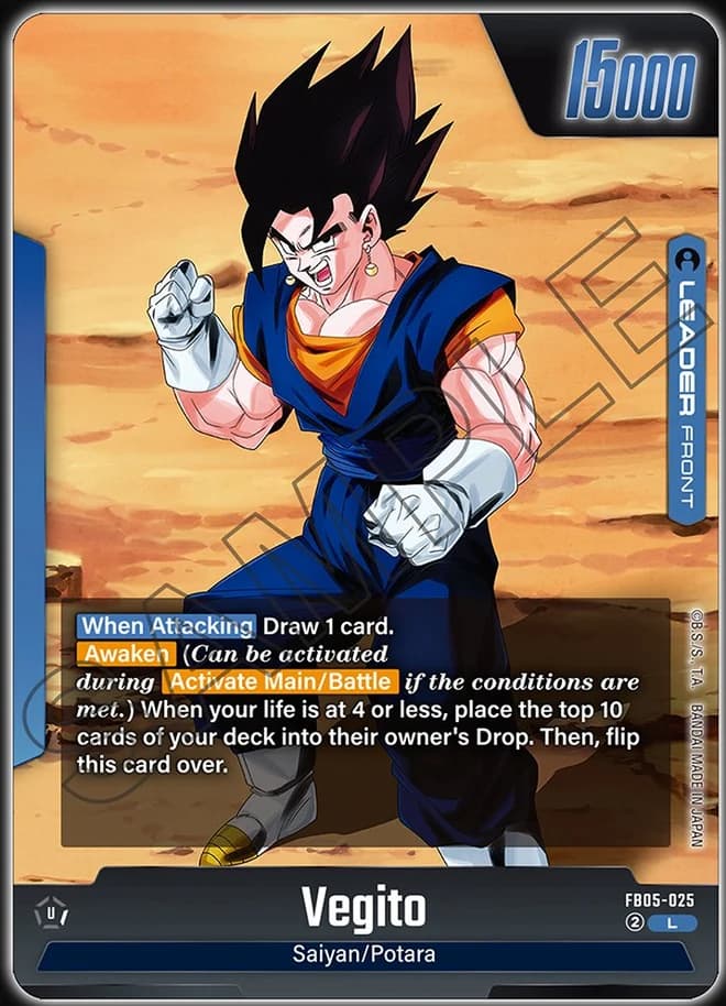 Vegito FB05-025 Blue leader card, front