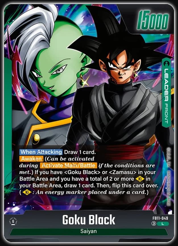 Goku Black FB11-049 Green leader card, front, with Zamasu