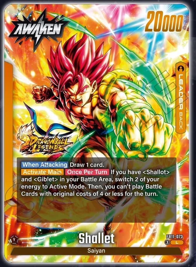 Shallet FB11-073 Yellow leader card, awakened side, the Shallot and Giblet fusion